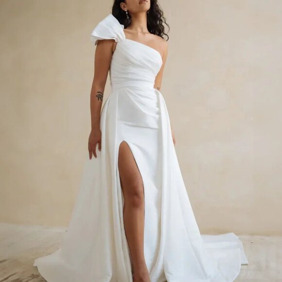 Jenny Yoo Isla Gown with Overskirt Size 10 NEW Taffeta - Picture 3 of 16